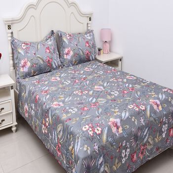 3er-Set, Bettdecke und 2 Kissenbez&uuml;ge aus 100% Maulbeerseiden, Grau