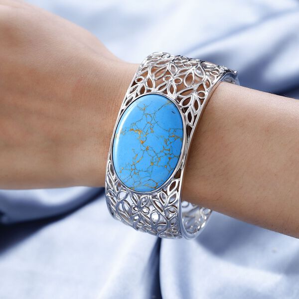 Blauer Türkis-Armreif, 19cm - 59,55 ct. image number 3