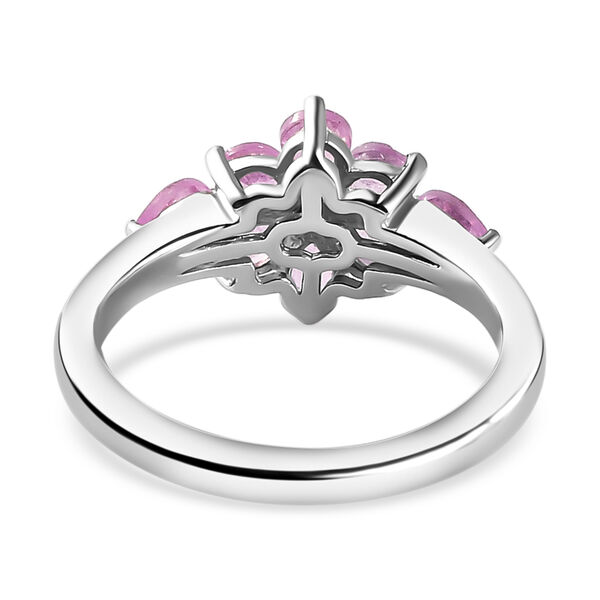 Ilakaka Rosa Saphir und wei&szlig;er Zirkon-Ring, 925 Silber platiniert (Gr&ouml;&szlig;e 17.00) ca. 1,65 ct image number 6