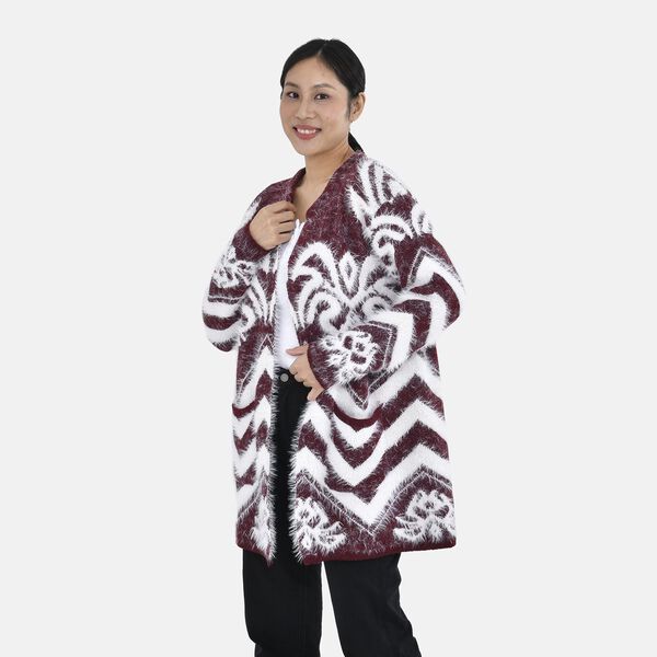 Damen Cardigan mit 2 Taschen, Burgunderrot image number 3