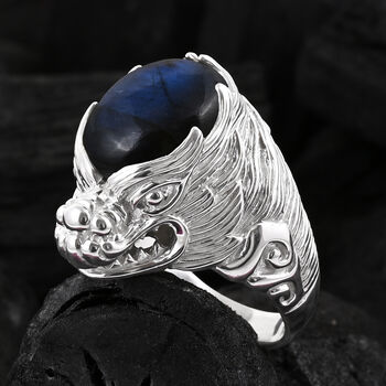 D'Joy Royal Bali AAA Labradorit Ring 925 Silber (Gr&ouml;&szlig;e 19.00) ca. 10.16 ct