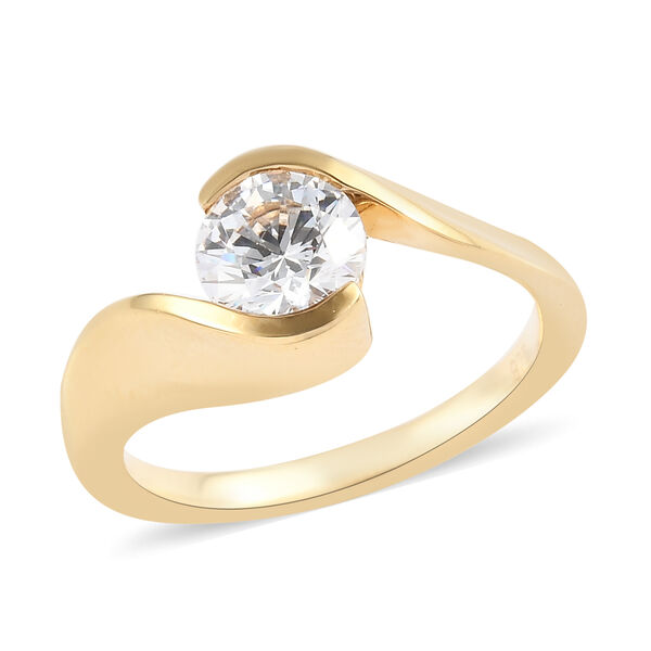 LUSTRO STELLA Hergestellt mit ZIRKONIA Solit&auml;r Ring 925 Silber 585 Vergoldet (Gr&ouml;&szlig;e 19.00) ca. 1,63 ct image number 4