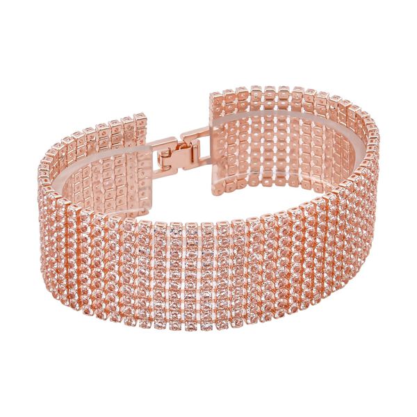 Mehrreihiges Kristall Carpet Armband, ca. 19 cm, ros&eacute;farben image number 3