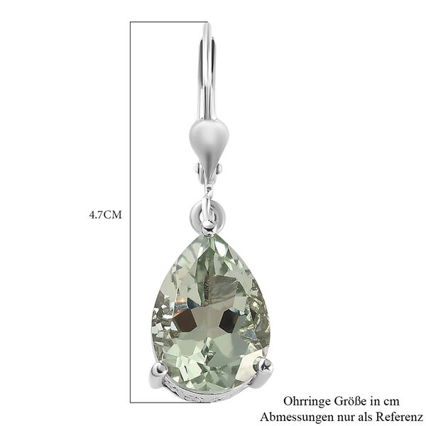Prasiolith Tropfen-Ohrringe, 925 Silber platiniert ca. 9,58 ct image number 6
