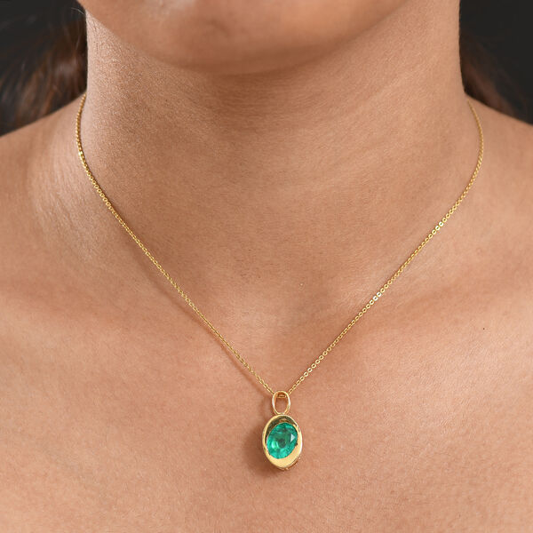 D'Joy Smaragd-Quarz Triplette Anhänger 925 Silber 750 Gelb Vergoldet ca. 2.80 ct image number 3