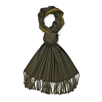 Eleganter doppelseitiger Schal mit Fransen, 68x180cm, Gr&uuml;n