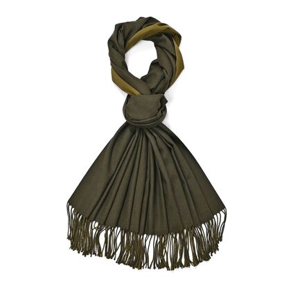 Eleganter doppelseitiger Schal mit Fransen, 68x180cm, Gr&uuml;n