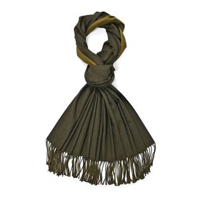 Eleganter doppelseitiger Schal mit Fransen, 68x180cm, Grün