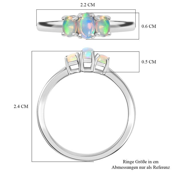 D'Joy AA Natürlicher, äthiopischer Welo Opal Ring 925 Silber platiniert (Größe 18.00) (10-15 Werktage Lieferzeit) ca. 0.40 ct image number 6