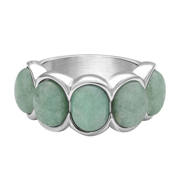 Gr&uuml;ner Aventurin-Ring, reiner Edelstahl (Gr&ouml;&szlig;e 16.00) ca. 5.00 ct