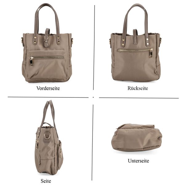 Nylon Crossbody Tasche, 22x23x9 cm, Dunkel Khaki image number 4