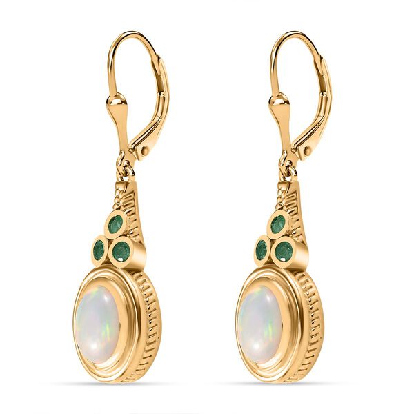 AA Natürlicher, äthiopischer Welo Opal, Premium-Smaragd Ohrringe 925 Silber Gelbgold Vermeil ca. 2.58 ct image number 6