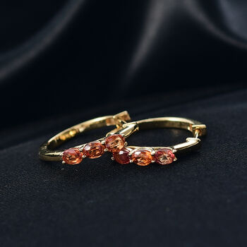 D'Joy AA Orange Saphir Ohrringe 925 Silber 750 Gelb Vergoldet ca. 1.51 ct