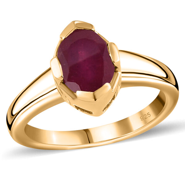 Afrikanischer Rubin-Ring, (Fissure gefüllt), 925 Silber vergoldet image number 4