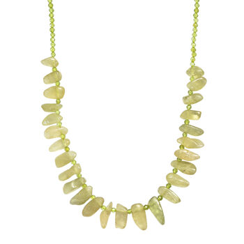 D'Joy nat&uuml;rliche gr&uuml;ne Kunzit und Peridot 45+5cm Halskette - 110 ct.