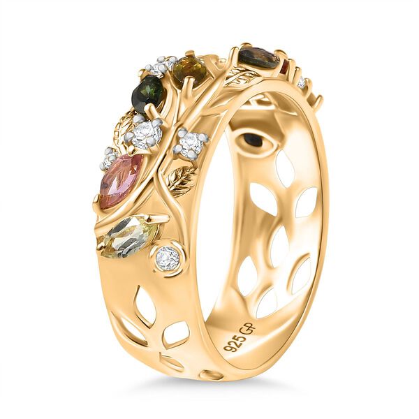 GP Italienische Garten - AA Mehrfarbiger-Turmalin Ring 925 Silber 750 Gelbgold Vermeil (Gr&ouml;&szlig;e 21.00) ca. 1.30 ct image number 5