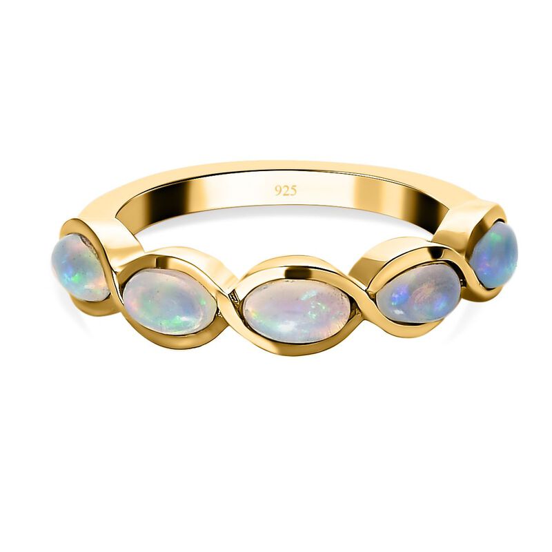 Natürlicher, äthiopischer Opal-Ring, 925 Silber vergoldet  ca. 0,73 ct image number 0