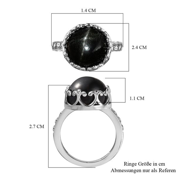 Schwarzer Stern Diopsid-Ring, 925 Silber platiniert (Gr&ouml;&szlig;e 16.00) ca. 9.99 ct image number 7