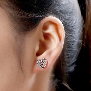 GP Heart Kollektion - Nat&uuml;rliche Champagner-Diamant und blaue Saphir-Cluster-Ohrstecker in Silber mit Ros&eacute;gold Vermeil - 0,50 ct.