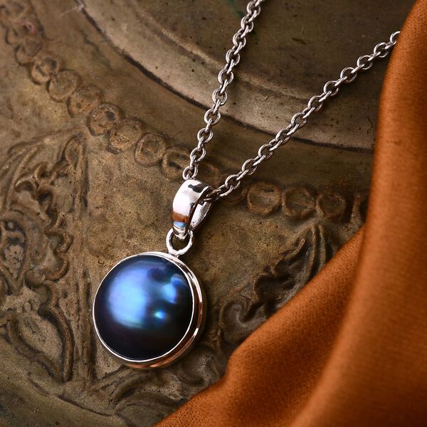 Royal Bali Kollektion- Blauer Mabe Perle-Anhänger image number 2