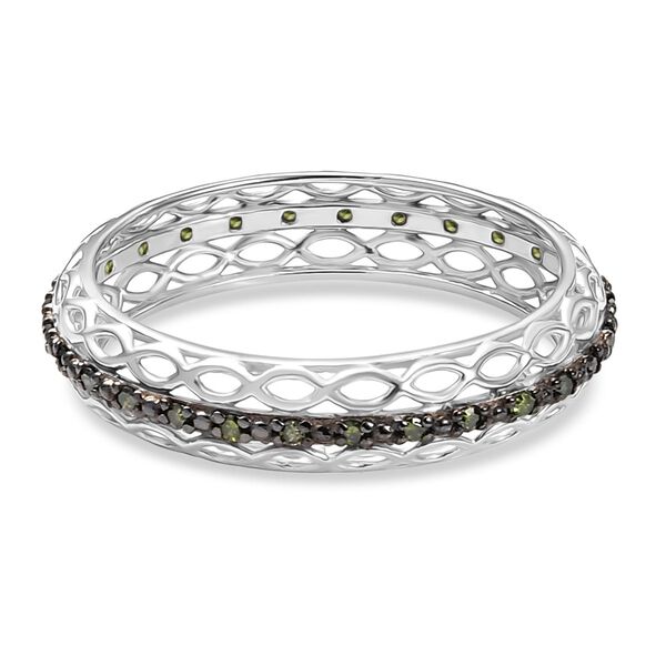 D'Joy gr&uuml;ner Diamant Ring, 925 Silber rhodiniert - 0,15 ct. image number 6