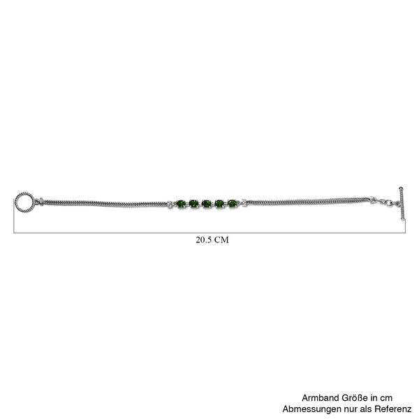 Natürliches Chromdiopsid und Zirkon-Armband, ca. 20 cm, 925 Silber platiniert ca. 2,07 ct image number 4