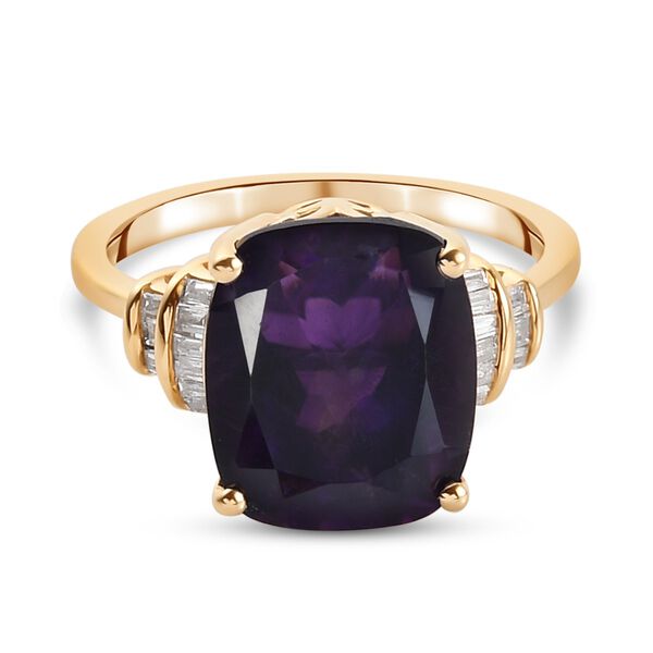 Lusaka Amethyst und Diamant Ring 375 Gelbgold