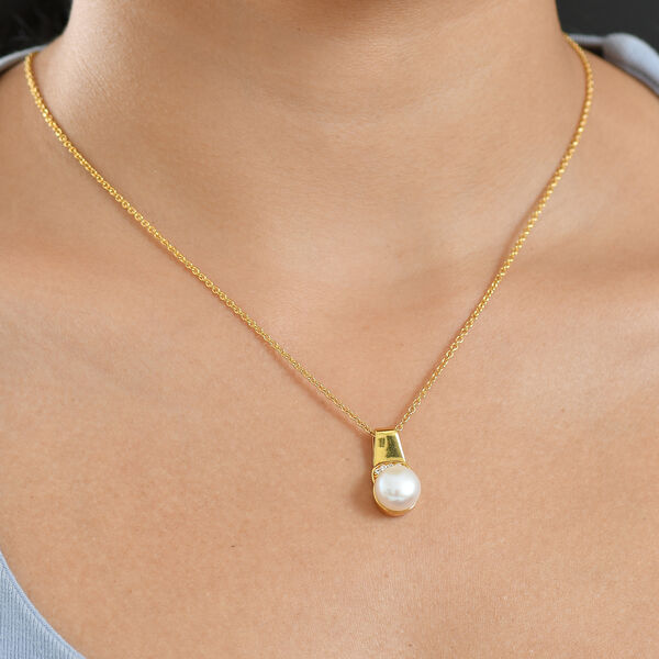 EverTrue S&uuml;&szlig;wasser Perle und Zirkon Anh&auml;nger mit 50cm Kette in Goldton image number 3