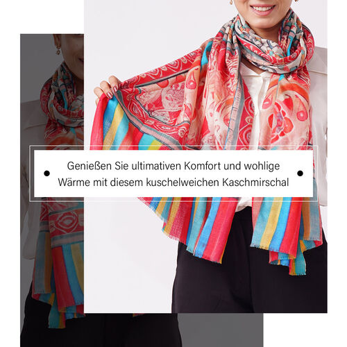 LA MAREY Schal aus 100% Premium-Kaschmir mit Digitaldruck, 70x200 cm, mehrfarbig image number 1