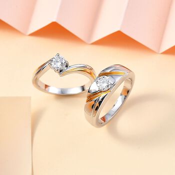 2er-Set- Moissanit Ringe - 0,90 ct.