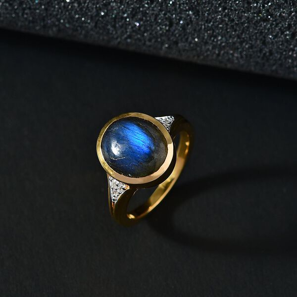 AAA Labradorit, Weißer Zirkon Ring, ca. 6,26 ct image number 3