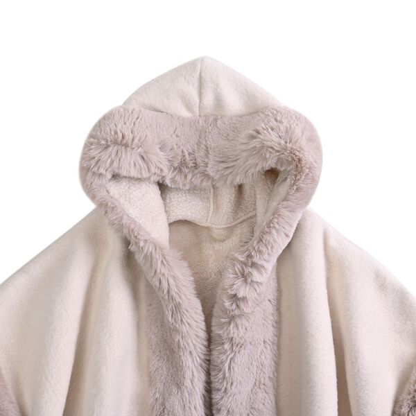 Winter- und Herbst-Poncho aus Kunstfell, Beige image number 2