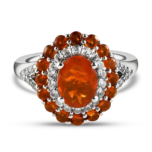 Mexikanischer Feueropal-Ring, 925 Silber platiniert  ca. 2,10 ct image number 0