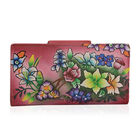 Sukriti 100% Leder: Handbemalte Brieftasche mit RFID Schutz, Blumenmuster, rosa image number 2