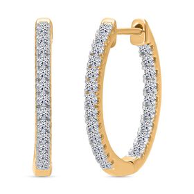 LUXURIANT DIAMOND- SI-GH Labor Diamant Creolen, 925 Silber Gelbgold Vermeil - 0,50 ct.