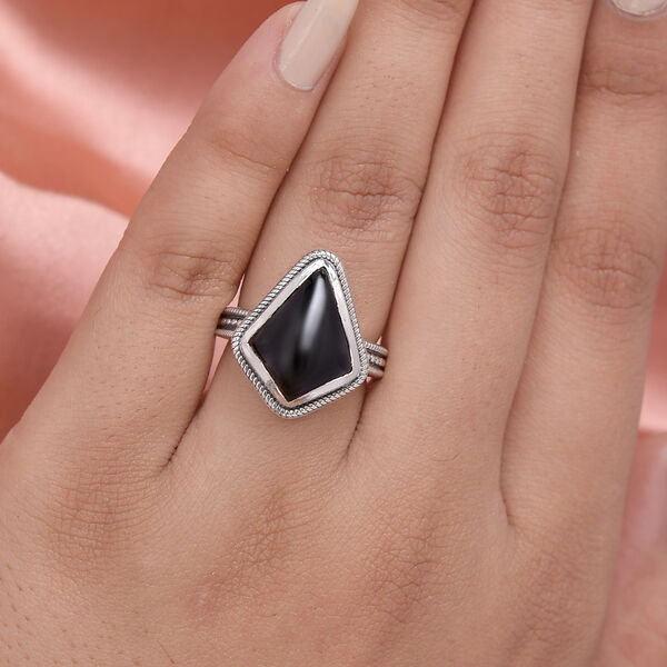 Schwarzer Spinell-Ring, 925 Silber  ca. 6,95 ct image number 3