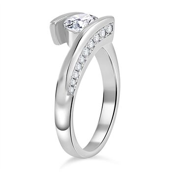 Moissanit Ring, 925 Silber rhodiniert - 1,10 ct.