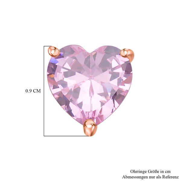 Rosa Zirkonia Herz Ohrstecker, 925 Silber ros&eacute;vergoldet ca. 5.70 ct image number 5