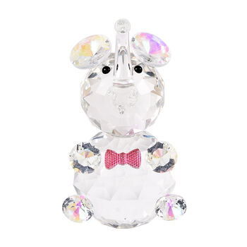 Kristall-Elefantenfigur mit Schleife, 11x7x6.5cm, Transparent