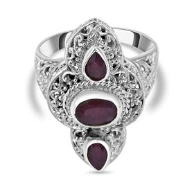 Royal Bali Kollektion - Afrikanischer Rubin (Fissure gefüllt) Ring 925 Silber (Größe 16.00) ca. 2.37 ct