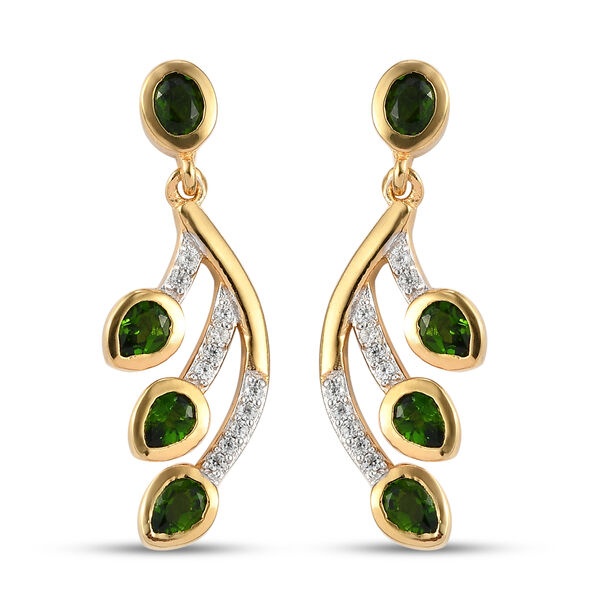 Nat&uuml;rlicher Chromdiopsid Ohrh&auml;nger 925 Silber vergoldet ca. 1,56 ct&nbsp;