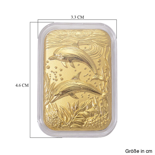 EXKLUSIVES GESCHENK 999er Goldbarren mit Delphin-Motiv, 10mg image number 5