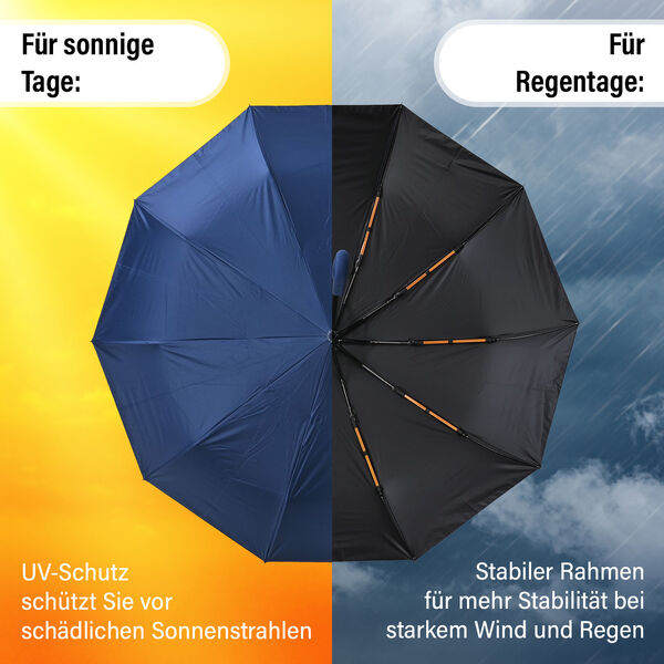 Sturmfester Regenschirm mit Aufbewahrungstasche, 58cm, Marineblau image number 3