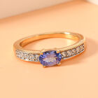 Tansanit und Zirkon-Ring, 925 Silber vergoldet  ca. 0,69 ct image number 1