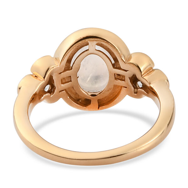 Regenbogen Mondstein und Zirkon-Ring, 925 Silber vergoldet  ca. 2,46 ct image number 6