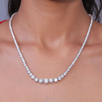 D'Joy Moissanit Halskette ca. 45 cm 925 Silber Rhodiniert ca. 23,57 ct.