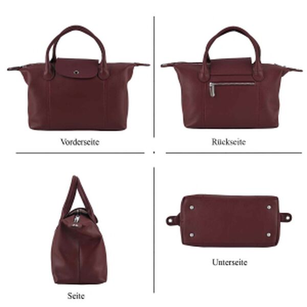 Echtleder Crossbody Tasche, verstellbarer Riemen, 28x14x20cm, Burgund image number 5