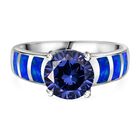 Tansanit Zirkonia, Simulierter Blauer Opal Ring 925 Silber rhodiniert (Größe 19.00)