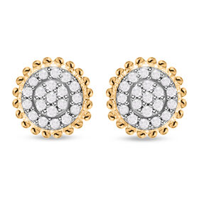 Diamant Ohrringe, 925 Silber mit Gelbgold Vermeil - 0.16 ct.