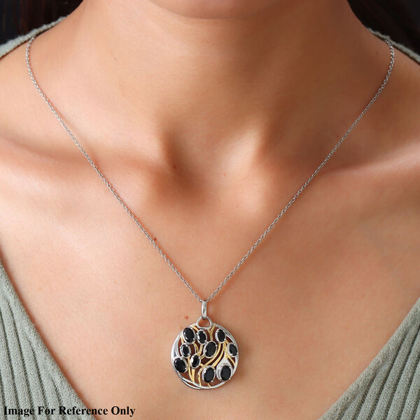 Schwarzer Turmalin Anh&auml;nger 925 Silber Bicolor ca. 3,42 ct image number 2